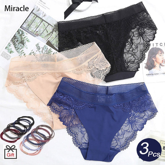3 Pcs/Set  Lace Silk  Underwear