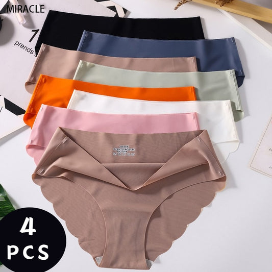 4 PCS Seamless Soft Thin silk Light  Femme panties