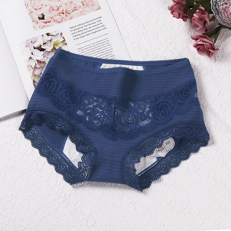 Leak Proof Comfort Cotton Lace Briefs Mid Rise Menstrual Panties