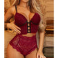 Sexy 2pc lingerie set Lace Floral Bra +High-waisted cross string